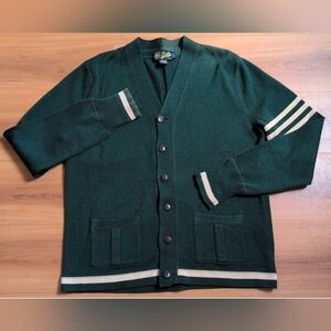 Vtg Ralph Lauren Cardigan Sweater Mens Large Green Rugby Heritage Button Preppy